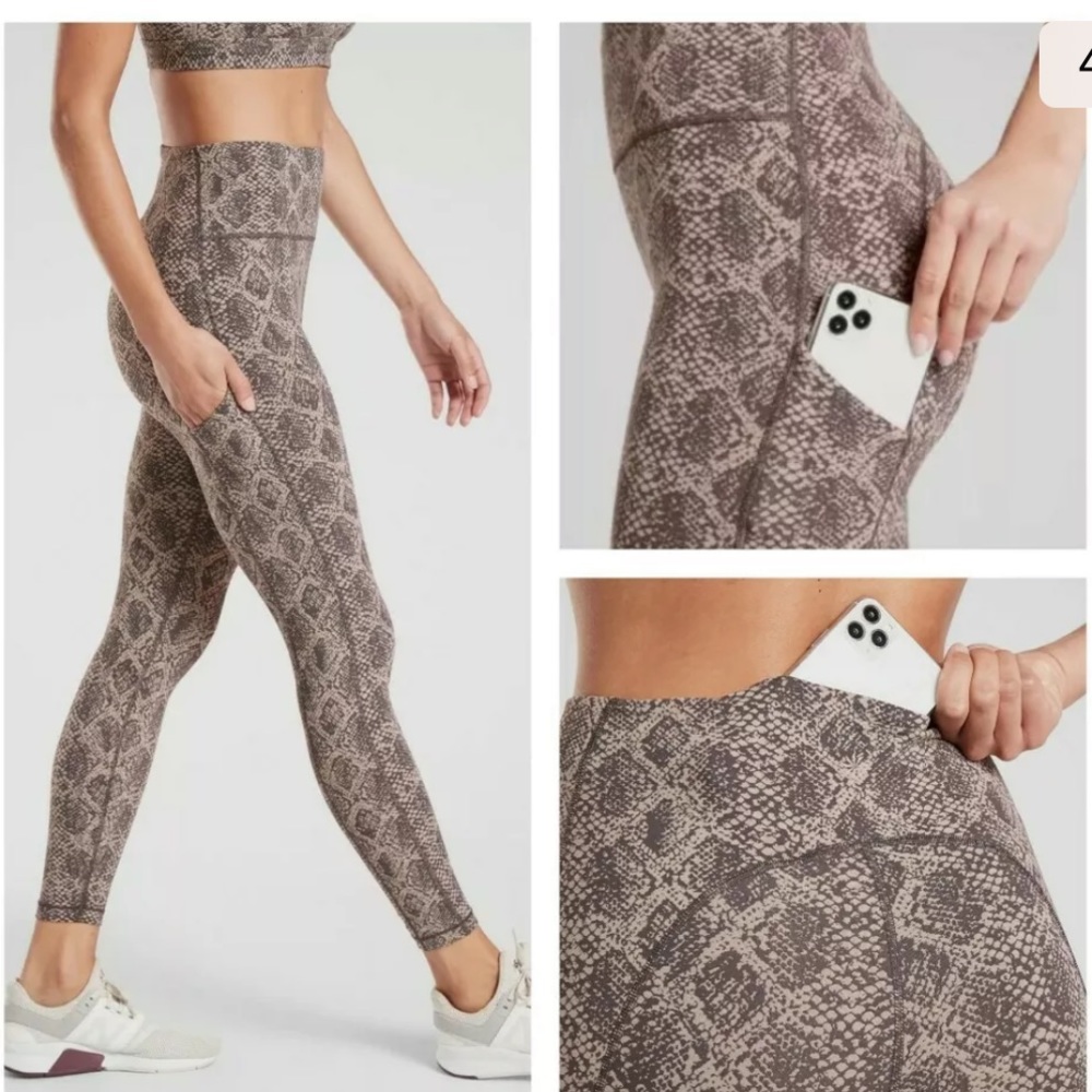 Athleta Ultimate Stash Pocket Snake 7/8 Tight Leggings Quail Gray - NWT
